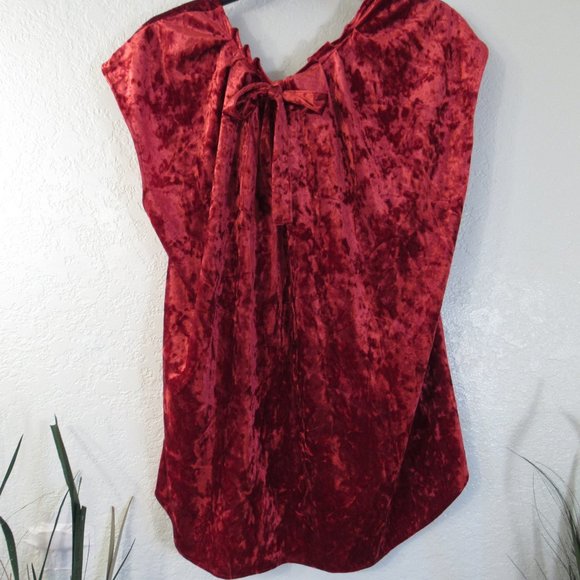 LC Lauren Conrad Top Sz XL Red Velvet Cap Sleeve - Picture 7 of 12
